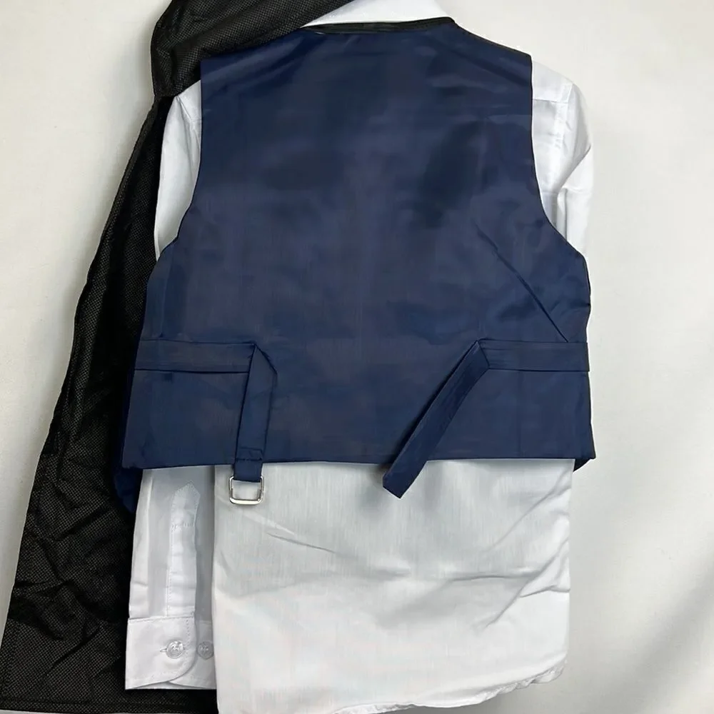 Wqi.Han navy brocade blue 5 piece tuxedo size 6 NWT
